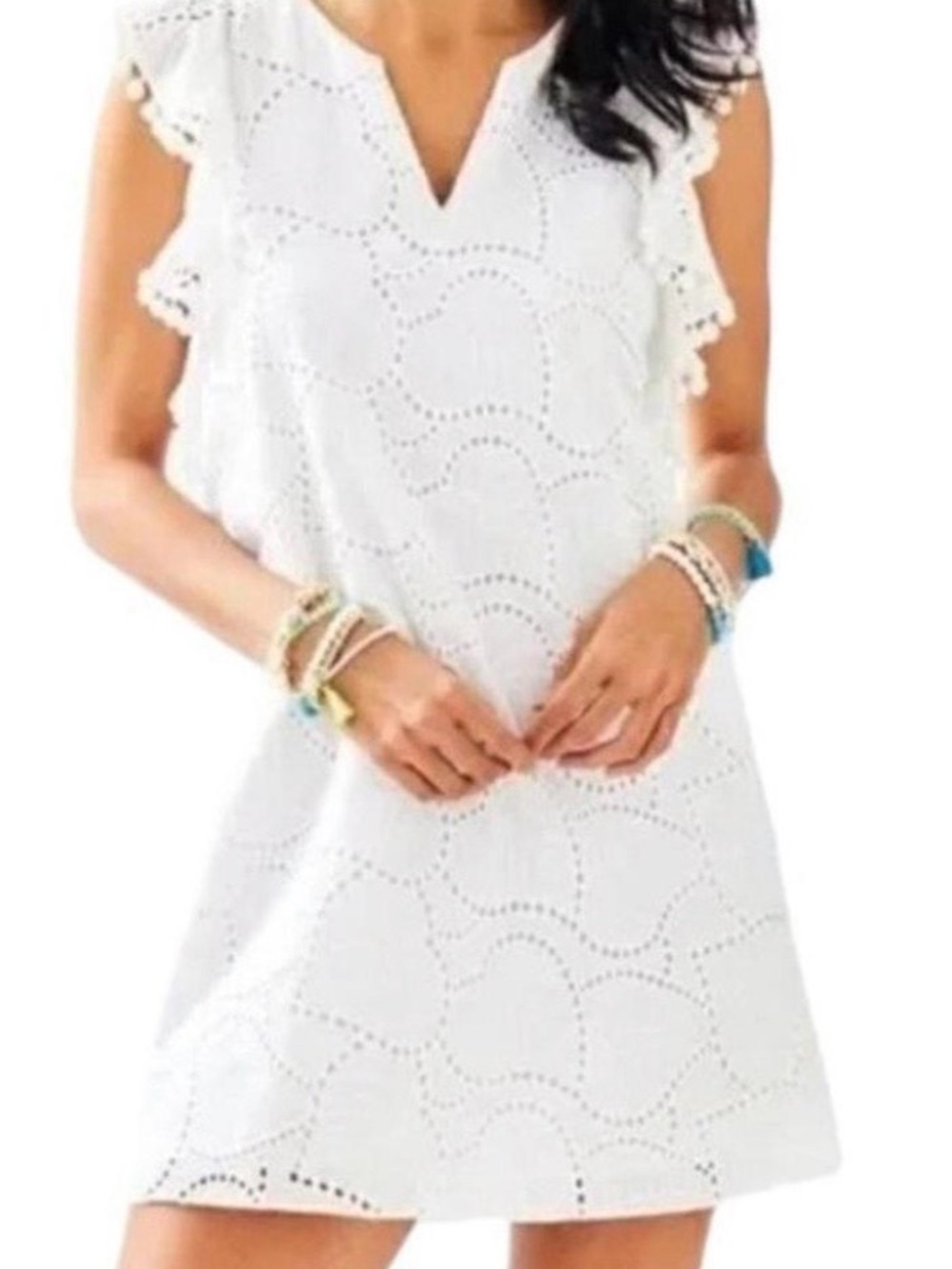 Lilly Pulitzer Eyelet Dress with Pom-Pom Trim